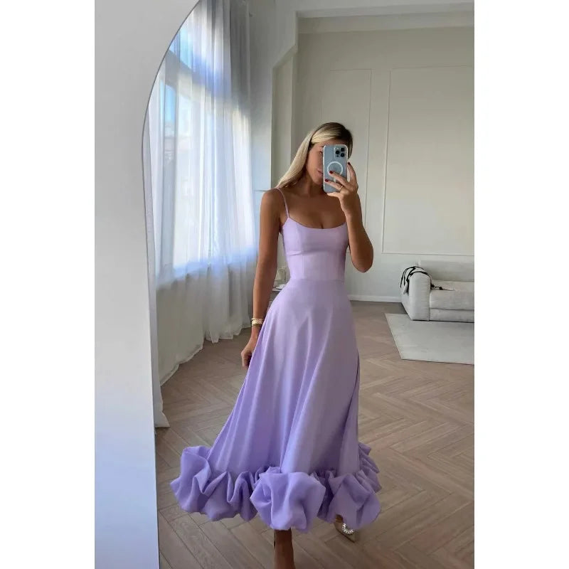 Fashion Dress for Women Sexy High Waist Spaghetti Strap Dress for Women U Neck Sleeveless Backless Elegant Party Formal Dress