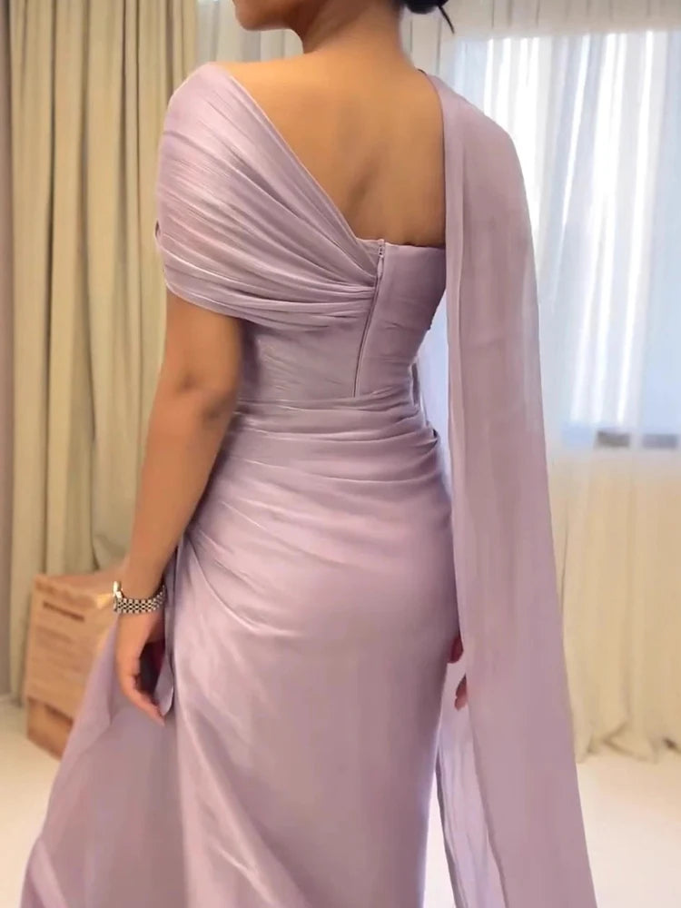 Women's Fashion Sleeveless Hight Waist Party Dress Elegant Shawl Solid Color Evening Dress Sexy Irregular Slim Gowns Long Dress