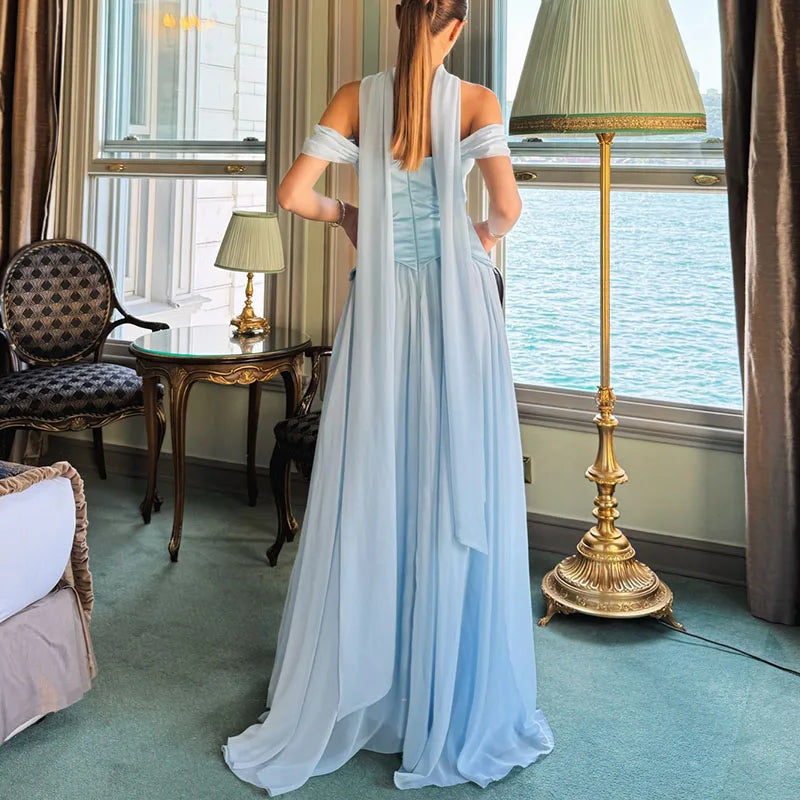 Sexy Backless Ribbon Women's Dress French Style Elegant Satin Spliced Mesh Dress Elegant Tube Top Sleeveless Pleat Evening Dress