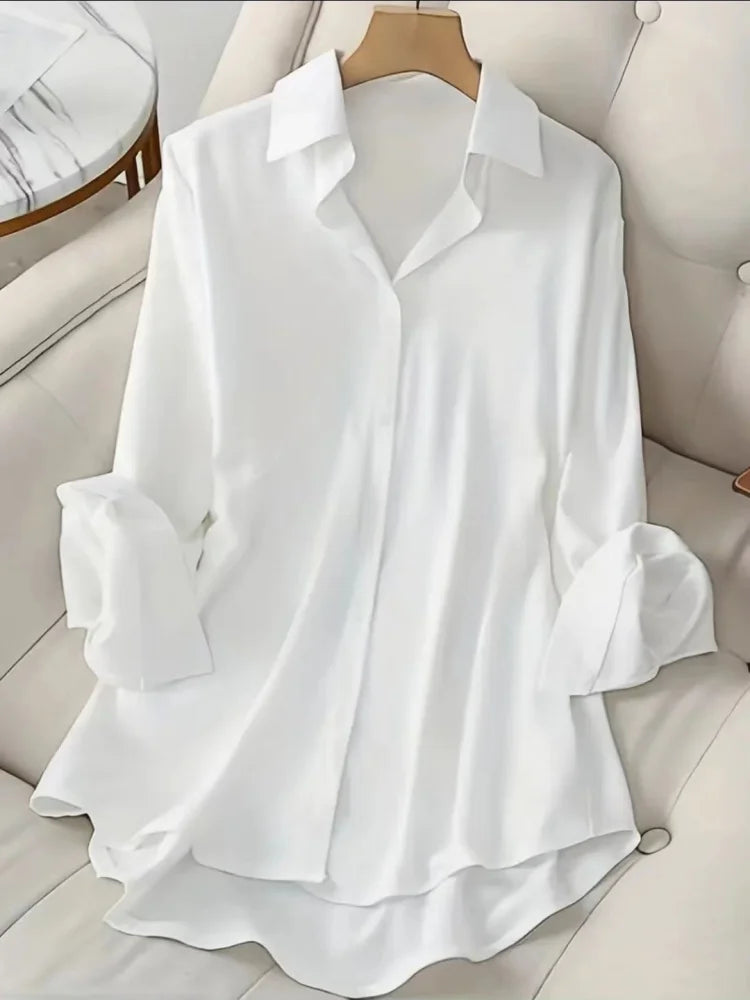 Women Spring Summer Style Blouses Shirts Lady Casual Long Sleeve Turn-down Collar Solid Color Blusas Tops DF5002