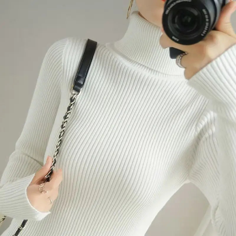 2025 Autumn Winter Pullovers Women Turtleneck Sweater Women Long Sleeve Knitted Thicken Versatile Female Solid Slim Fit Jumper